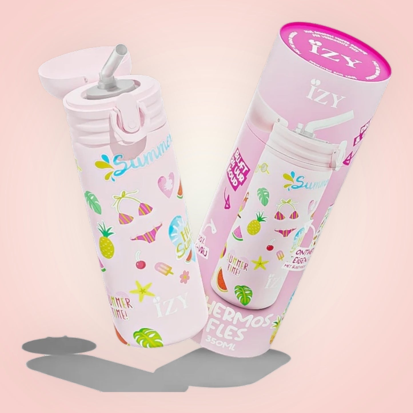 Drinkfles kids roze zomer