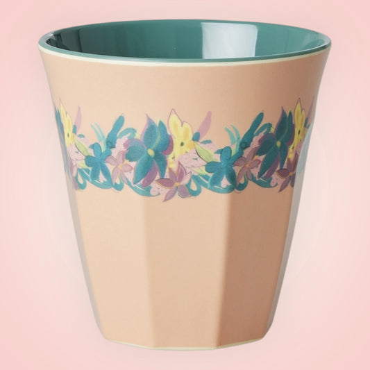 Rice drinkbeker M koraal bloemen 9x9 cm 250ml