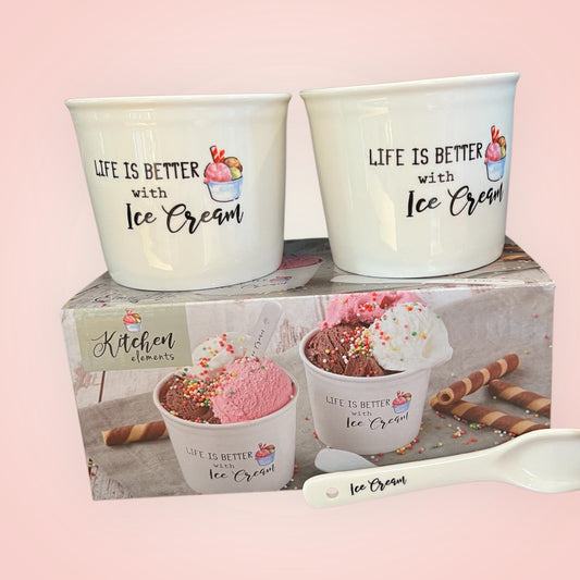 Porseleinen Ijspotjes set van 2