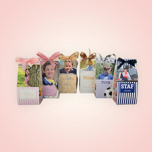 Gepersonaliseerde snoepzakjes voor communies en speciale gelegenheden