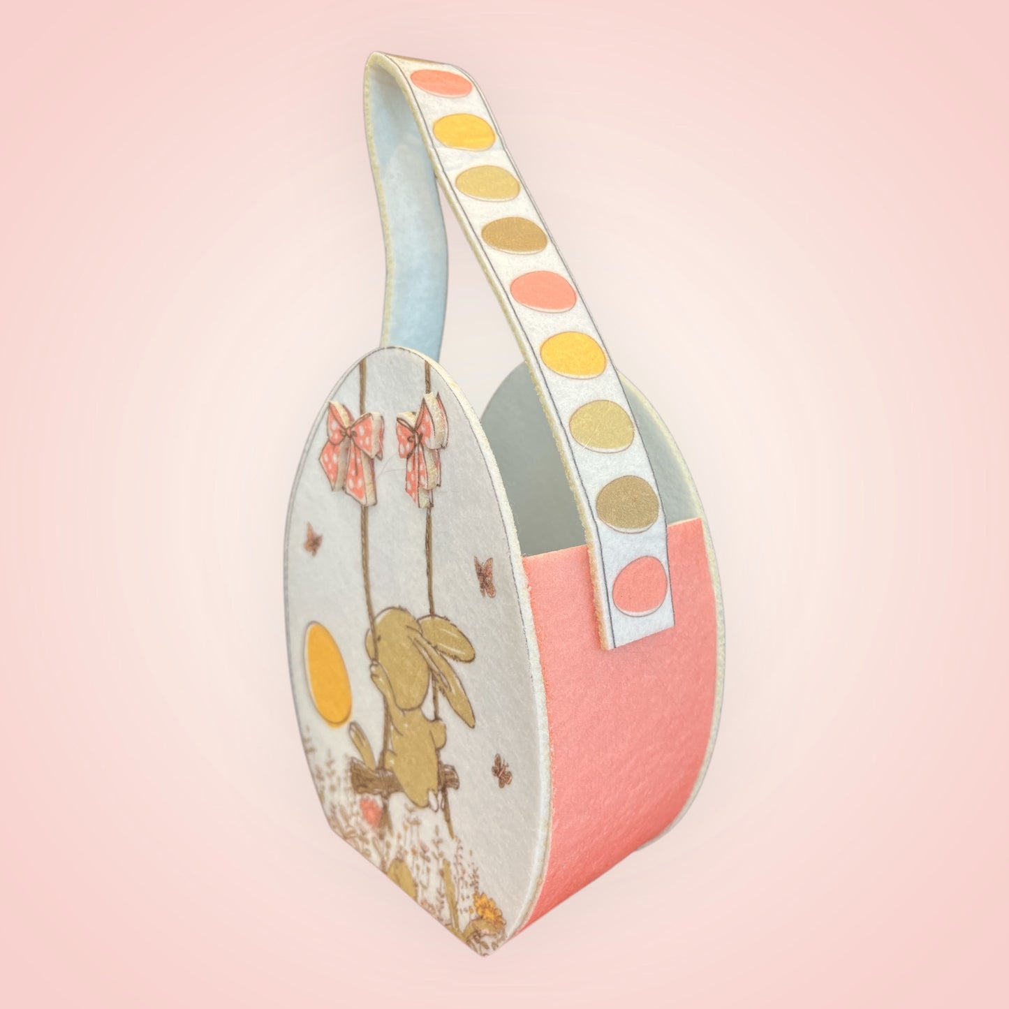 Vilten Paasmandje schommelend konijntje