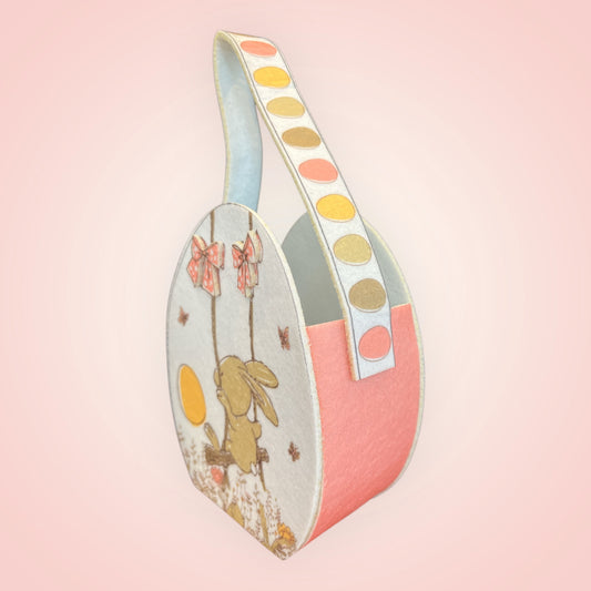 Vilten Paasmandje schommelend konijntje