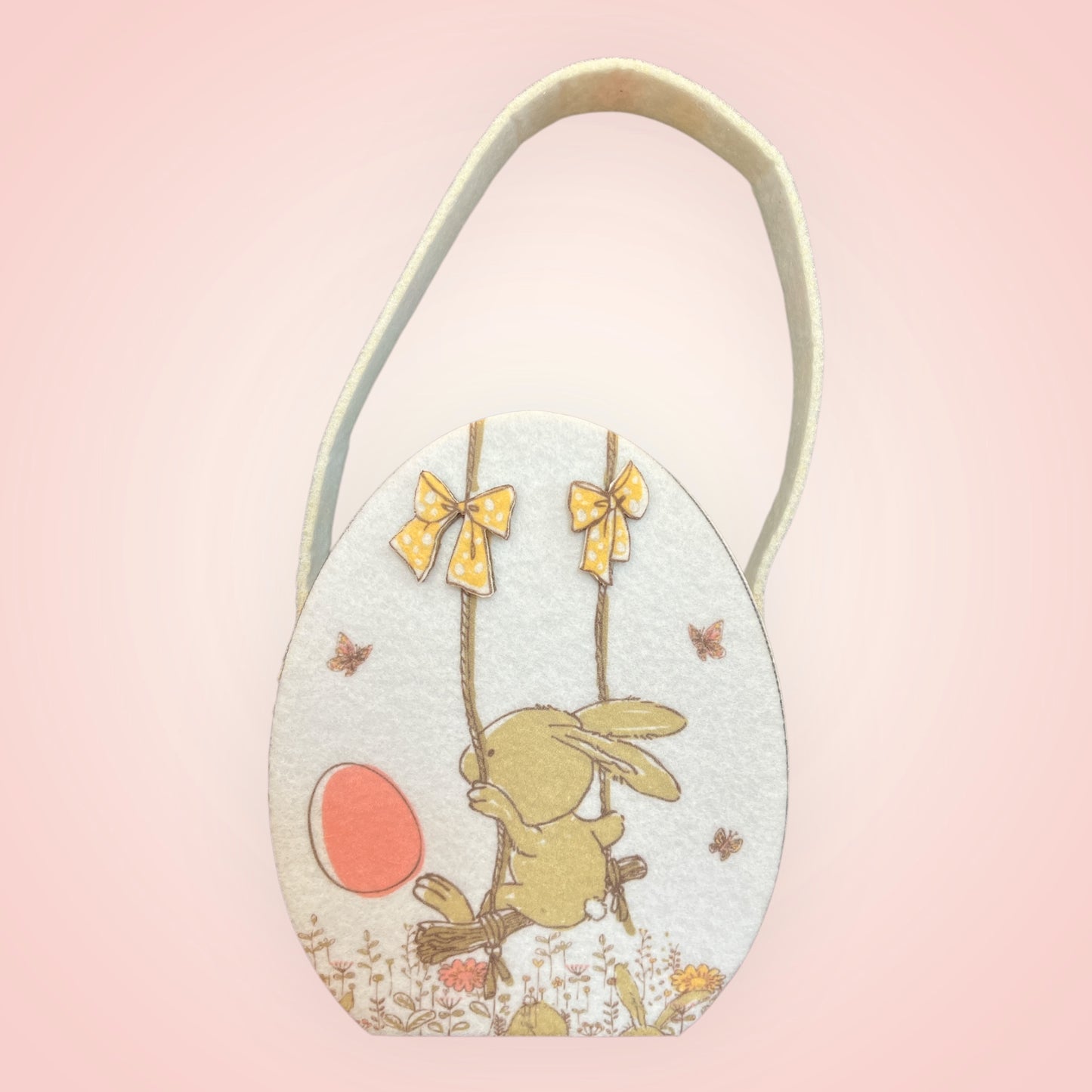 Vilten Paasmandje schommelend konijntje