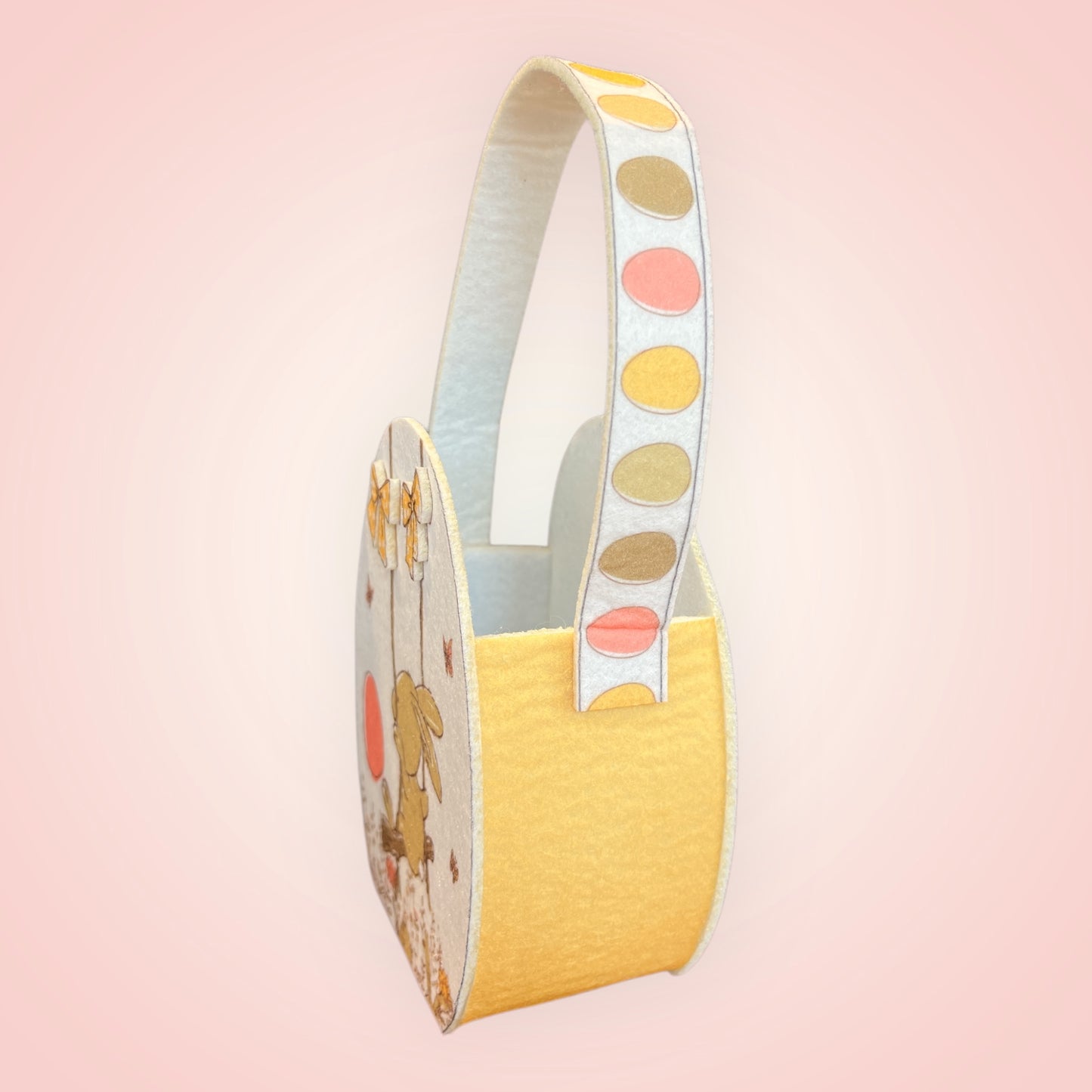 Vilten Paasmandje schommelend konijntje