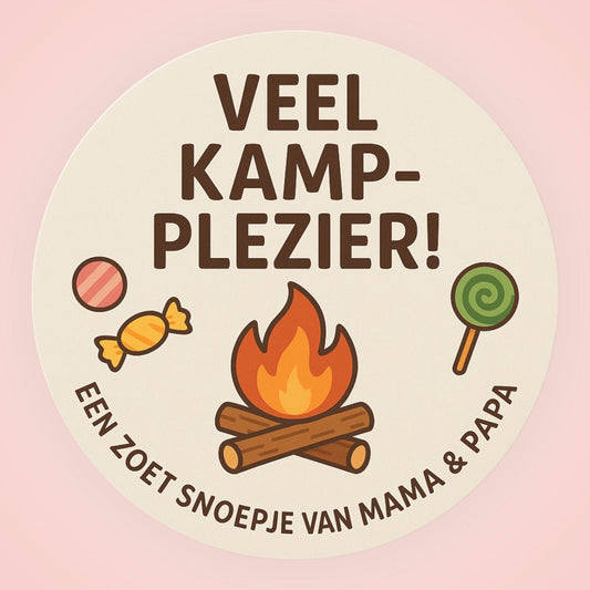 🎉 Snoepkoker S – “Veel plezier op kamp! Van mama en papa”