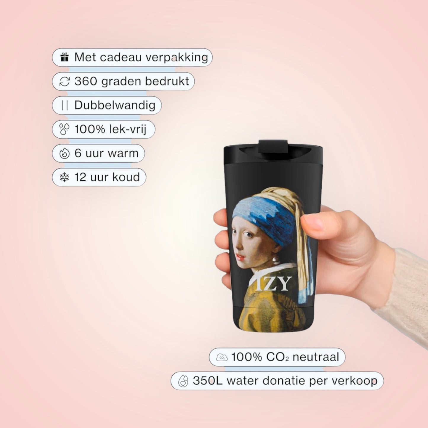 Thermosbeker meisje met de parel