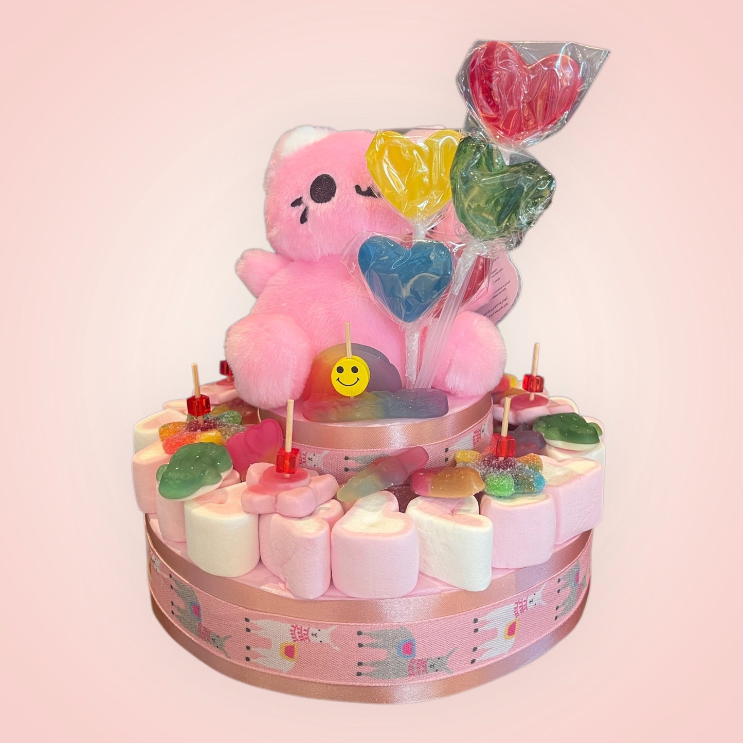 Pink Snoeptaart met knuffel