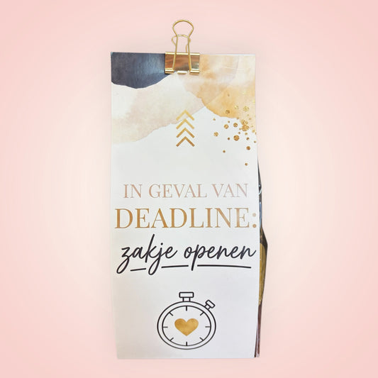 In geval van deadline: open het zakje